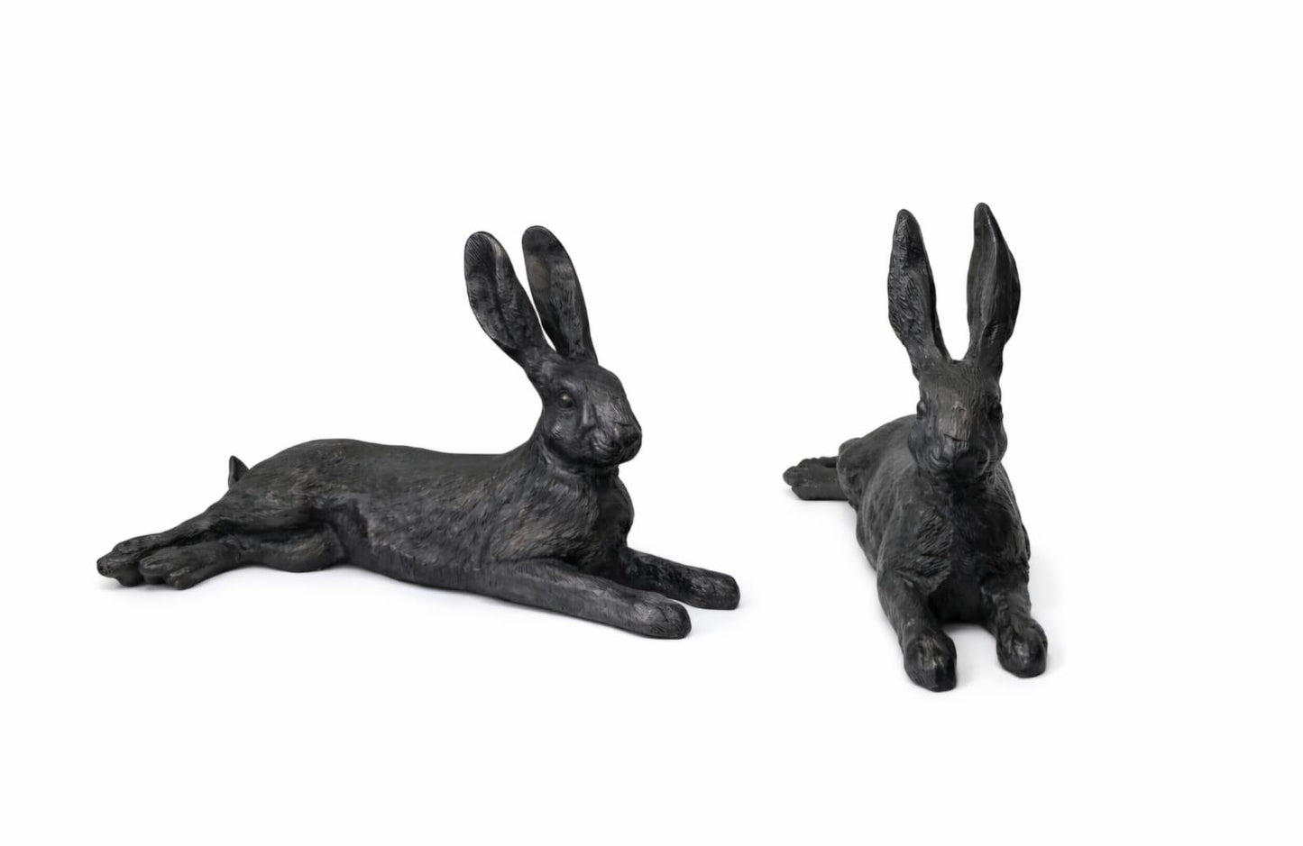 Dekofigur „Liegender Hase“ aus Metall – 44 cm