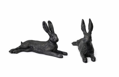 Dekofigur „Liegender Hase“ aus Metall – 44 cm