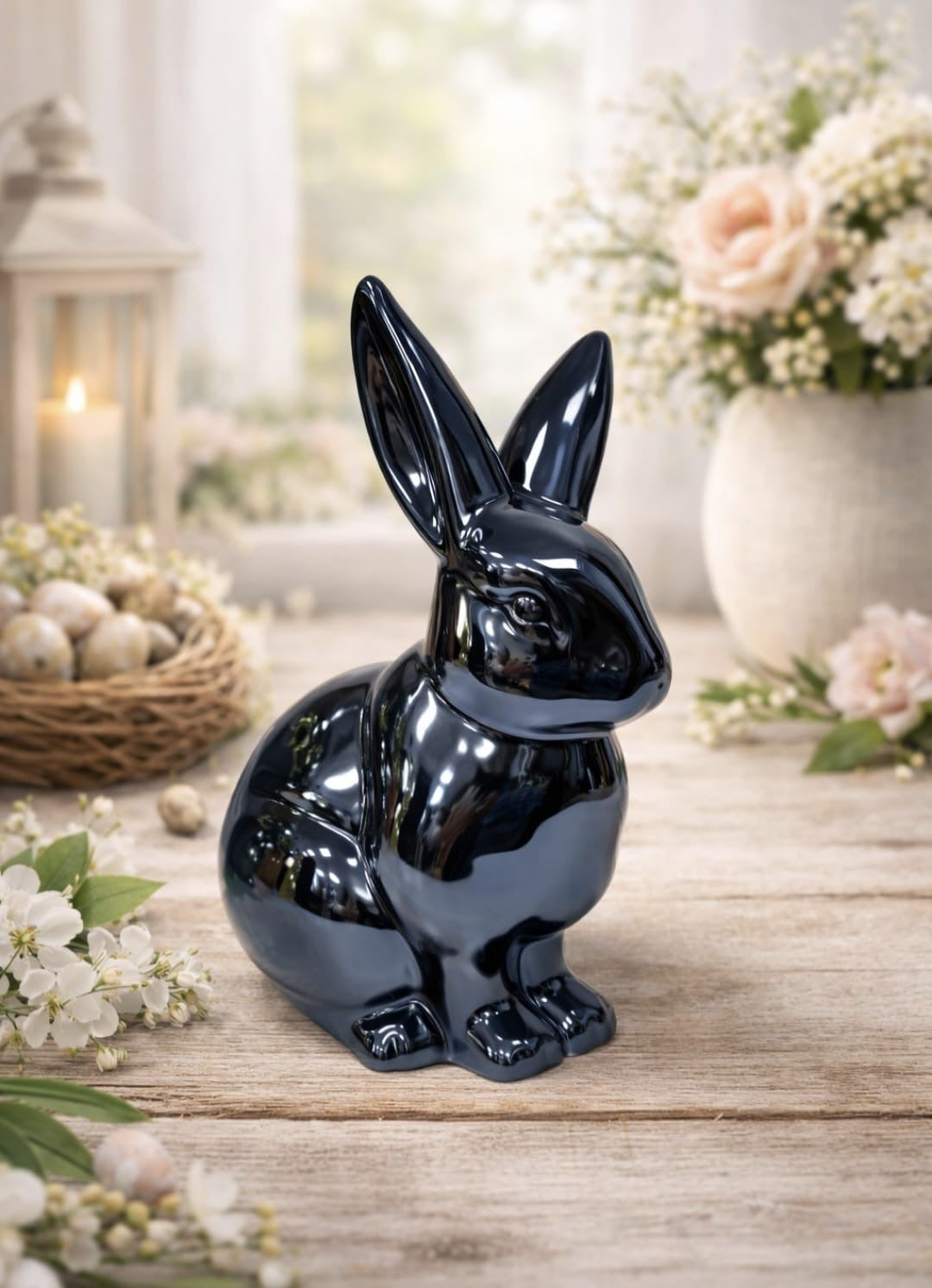 Edle Keramik-Hasen in Grün oder Schwarz – stilvolle Dekoration