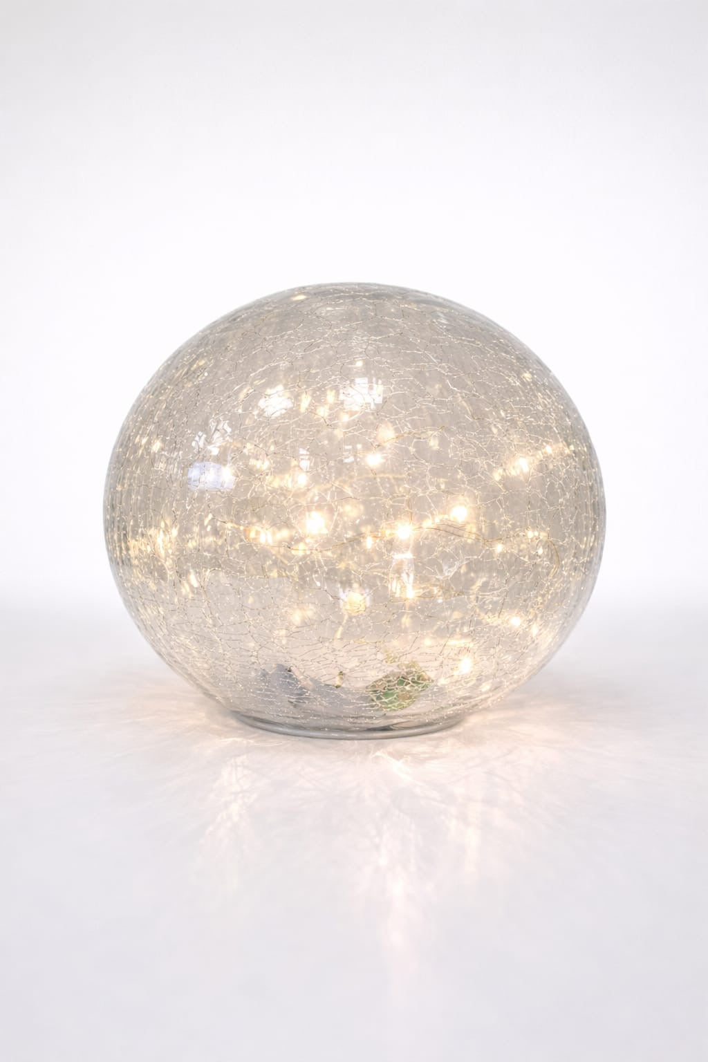 LED Glaskugel klar Ø 20 cm – Dekoleuchte mit integrierter Lichterkette (batteriebetrieben)