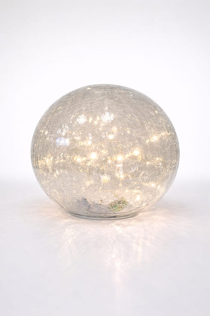 LED Glaskugel klar Ø 20 cm – Dekoleuchte mit integrierter Lichterkette (batteriebetrieben)