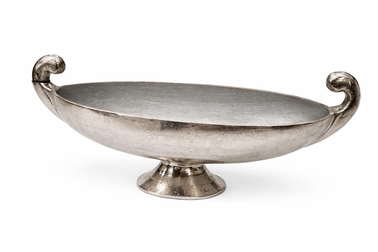 Edle silberfarbene Schale auf Fuß mit Griffen – Vintage Deko aus Metall im Antik-Stil