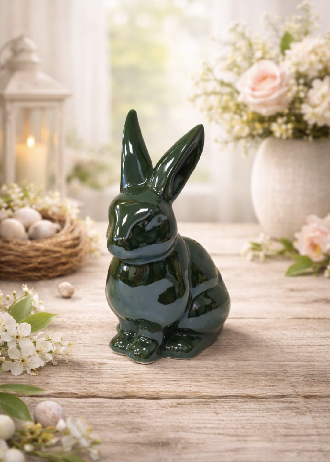 Edle Keramik-Hasen in Grün oder Schwarz – stilvolle Dekoration