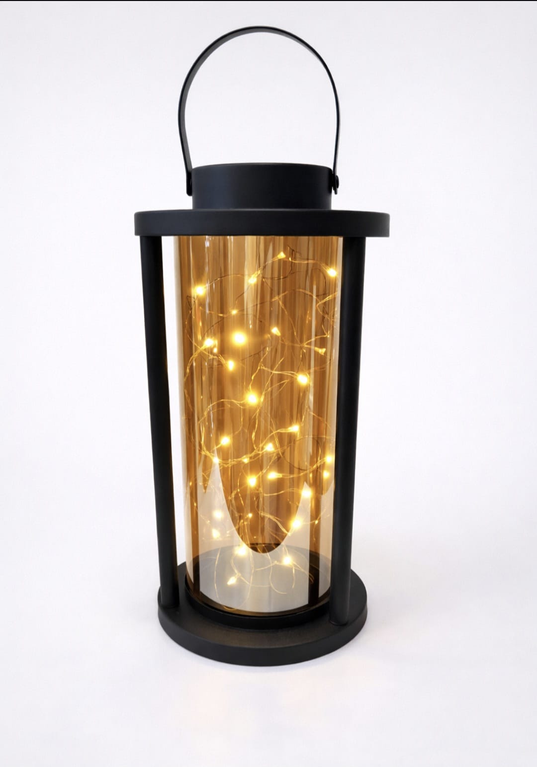 LED Deko-Laterne mit warmweißem Lichterdraht – batteriebetrieben