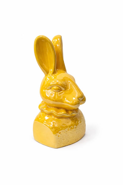 Dekorativer Keramik-Hase glänzend in Gelb – Stilvolle Dekofigur (25 cm)